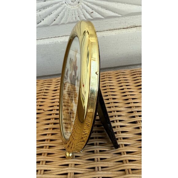 Vintage 70s Dried Real Flowers California Easel Gold Frame Tabletop - Picture 3 of 15